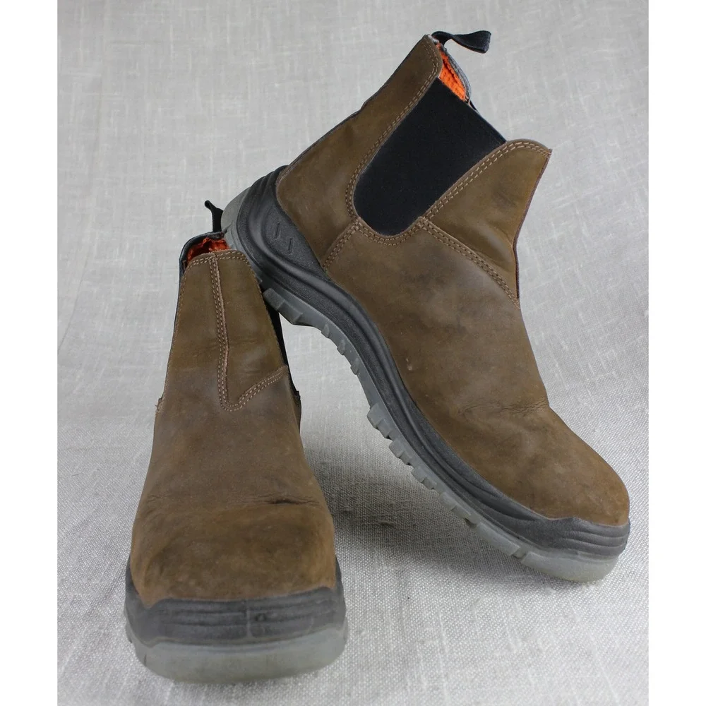 Hytest Knox Direct Attach Steel Toe Slip On Brown Leather Chelsea Work Boot 13W